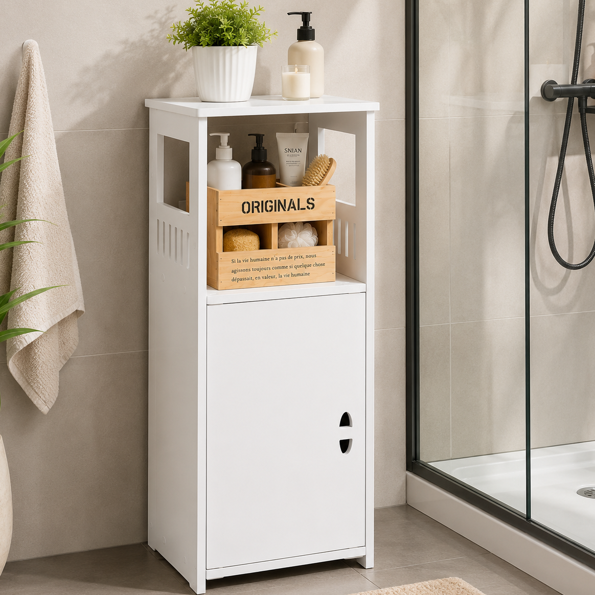 Badezimmerschrank Bad Regal Nischenregal Wasserfest Beistelltisch Badm – Danesso Hausware