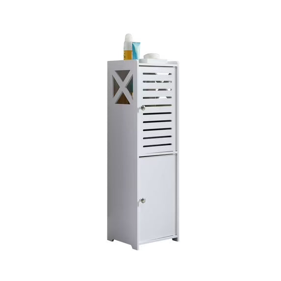Badezimmerschrank Badschrank Schmal PVC Badregal Freistehend Weiß Schrank