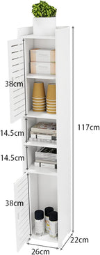 Schmaler Badezimmerschrank – Hoher Badschrank mit 5 Fächern, platzsparender Hochschrank für kleine Badezimmer