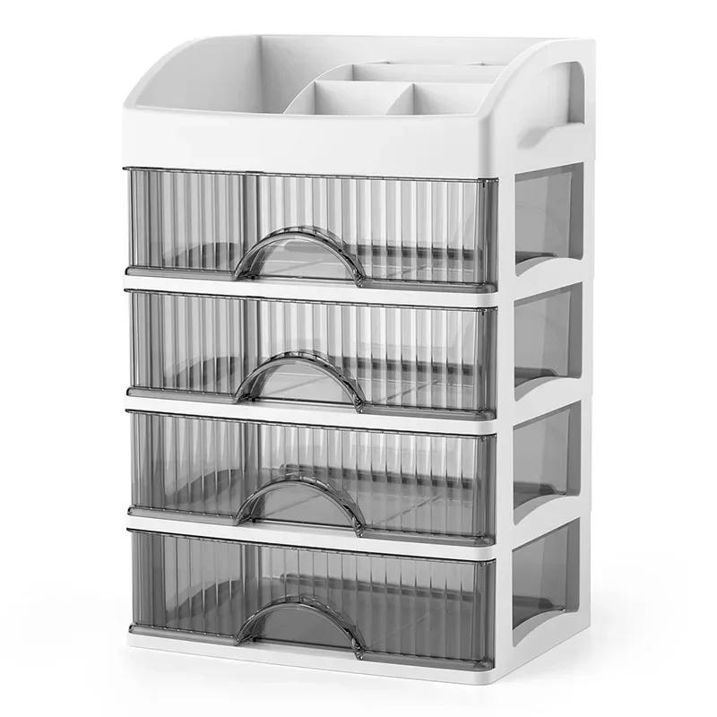 Kosmetik Organizer mit Schubladen – Make-up Organizer 4 Etagen, Beauty Aufbewahrung transparent, Schminktisch Organizer