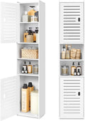 Schmaler Badezimmerschrank – Hoher Badschrank mit 5 Fächern, platzsparender Hochschrank für kleine Badezimmer