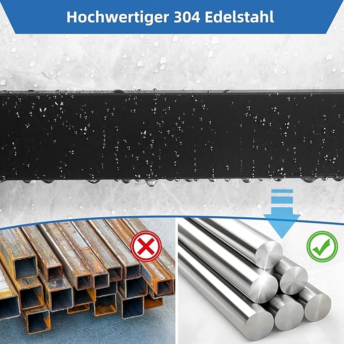 Magnetische Messerleiste mit 3 Haken – Schwarzer Messerhalter für die Wand, extra starke Magnetkraft, ohne Bohren montierbar, 42 cm