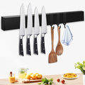 Magnetische Messerleiste mit 3 Haken – Schwarzer Messerhalter für die Wand, extra starke Magnetkraft, ohne Bohren montierbar, 42 cm