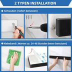 Magnetische Messerleiste mit 3 Haken – Schwarzer Messerhalter für die Wand, extra starke Magnetkraft, ohne Bohren montierbar, 42 cm