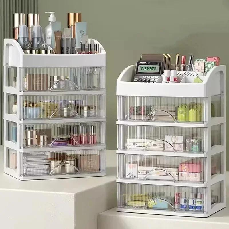 Kosmetik Organizer mit Schubladen – Make-up Organizer 4 Etagen, Beauty Aufbewahrung transparent, Schminktisch Organizer