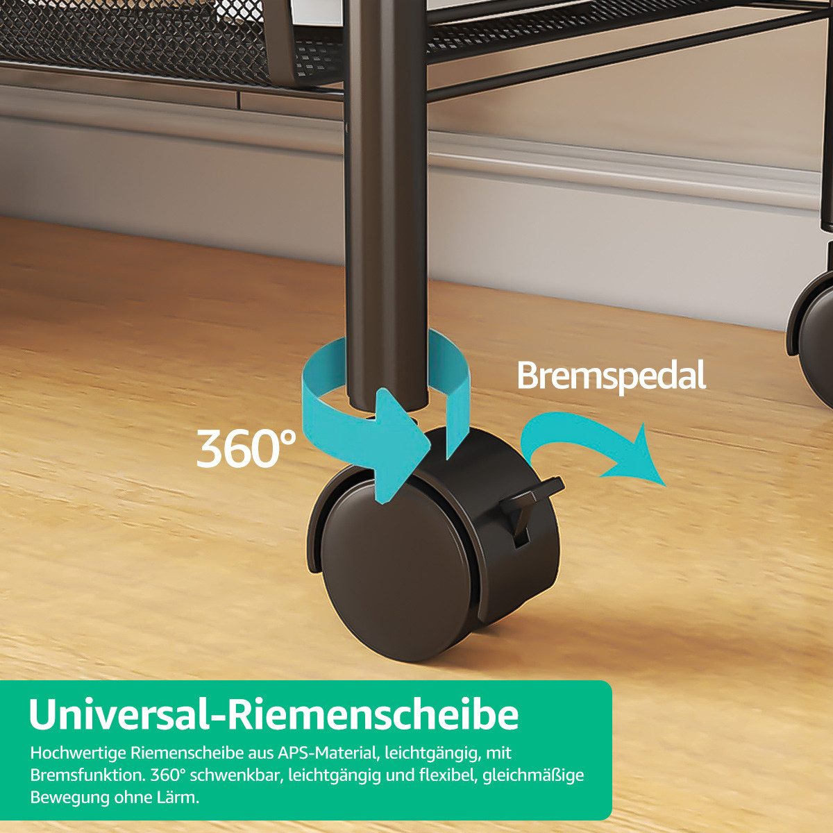 Rollwagen mit 4 Ebenen auf Rollen – Küchenwagen schmal, Servierwagen, Metall Regal für Küche, Bad & Haushalt