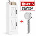 Badezimmerschrank Schmal Weiß mit Türen – Platzsparender Badschrank & WC Schrank + GRATIS Hochdruck Duschkopf – Badregal Badezimmer Möbel