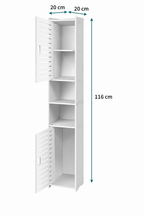 Schmaler Badezimmerschrank Hoch Weiß – Hochschrank mit Türen und 5 Fächern, freistehend, platzsparender Badschrank für kleine Räume