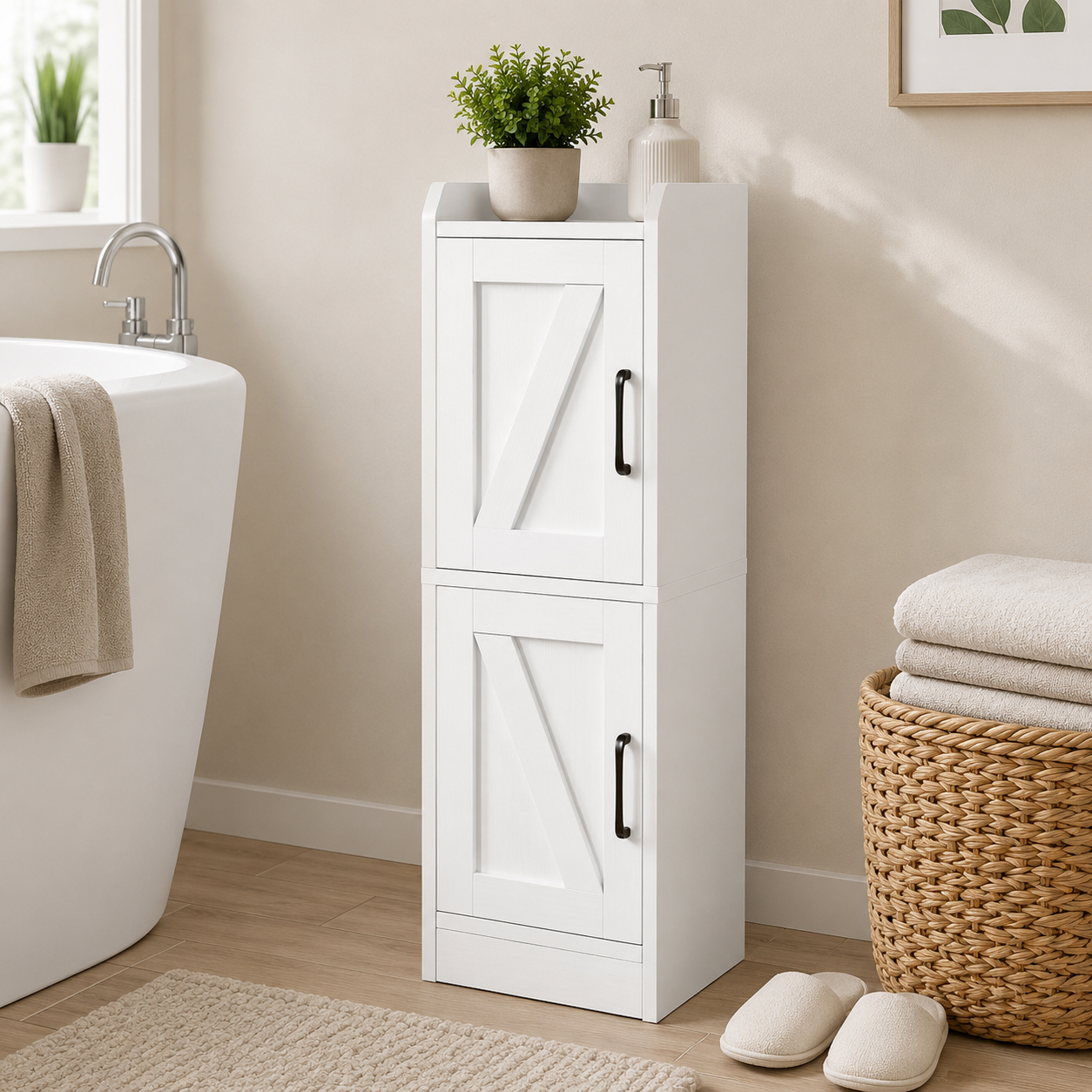 Badezimmerschrank Badschrank Schmal Badregal Freistehend Weiß Badezimmer
