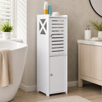 Badezimmerschrank Badschrank Schmal PVC Badregal Freistehend Weiß Schrank