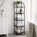 5-stufiges Metallregal Schwarz – Schmales Standregal, Platzsparend, Badregal Küche Balkon, Stabil & Modern