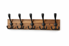 Wandgarderobe Holz mit 5 Haken – Garderobenleiste Wand, Kleiderhakenleiste Flur, Handtuchhalter Bad, Schlüsselhalter