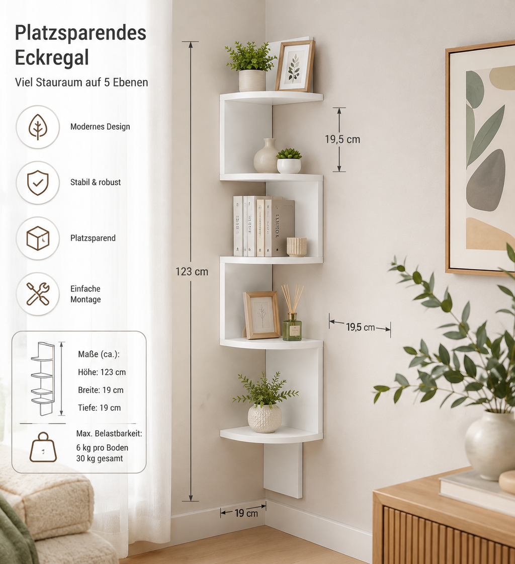 Wand Eckregal Wandregal Bücherregal Hängeregal Regal Wohnzimmer Dekoregal