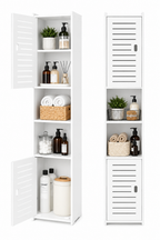 Badmöbel Hochschrank Schmal Badezimmer Regal Aufbewahrungsschrank 118 cm Weiß