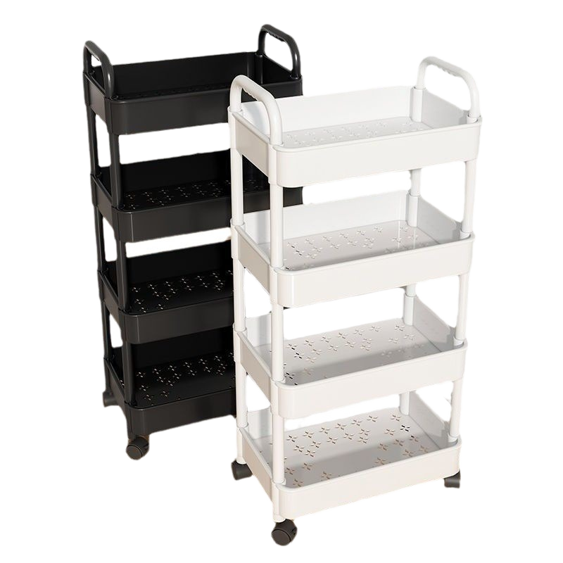 Rollwagen 4 Ebenen Weiß Schmal Küchenwagen Rollen Bremsen Badezimmer Organizer NEU