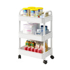 Rollwagen 4 Ebenen Weiß Schmal Küchenwagen Rollen Bremsen Badezimmer Organizer NEU