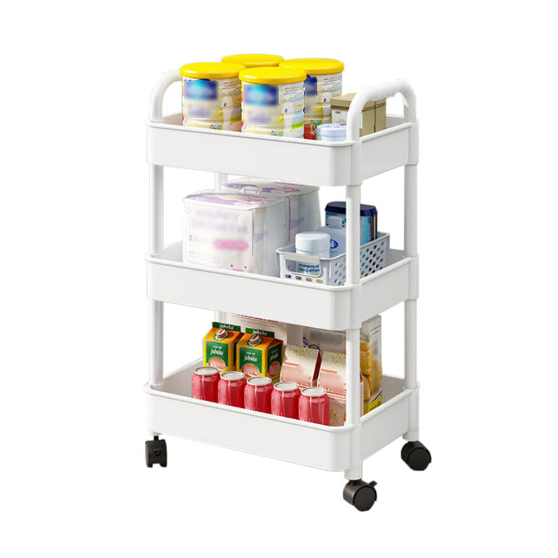 Rollwagen 4 Ebenen Weiß Schmal Küchenwagen Rollen Bremsen Badezimmer Organizer NEU
