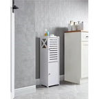 Badezimmerschrank Badschrank Schmal PVC Badregal Freistehend Weiß Schrank