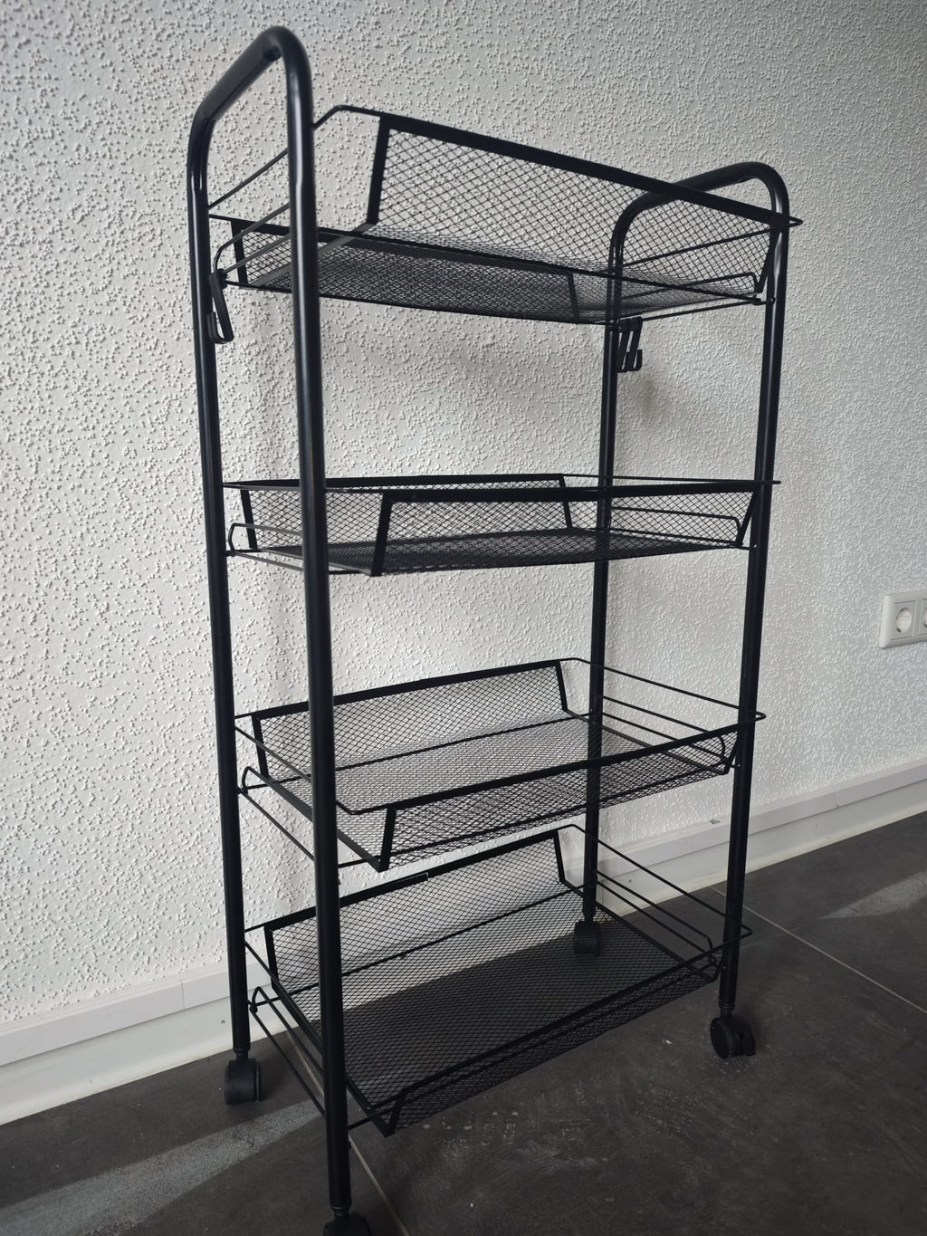 Küchenwagen 4 Ebenen Metall Schmal Rollwagen Küchenregal Rollen Organizer NEU
