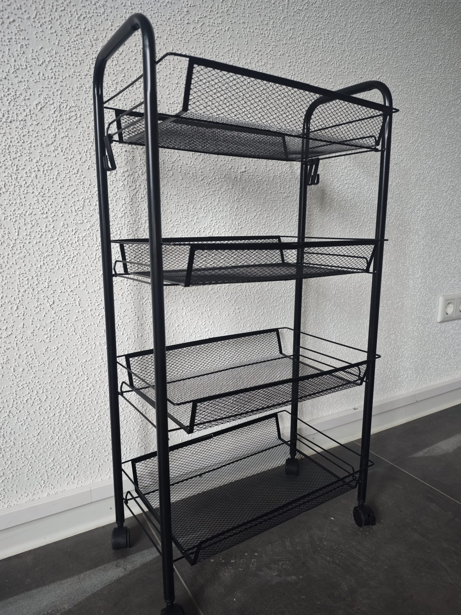 Küchenwagen 4 Ebenen Metall Schmal Rollwagen Küchenregal Rollen Organizer NEU