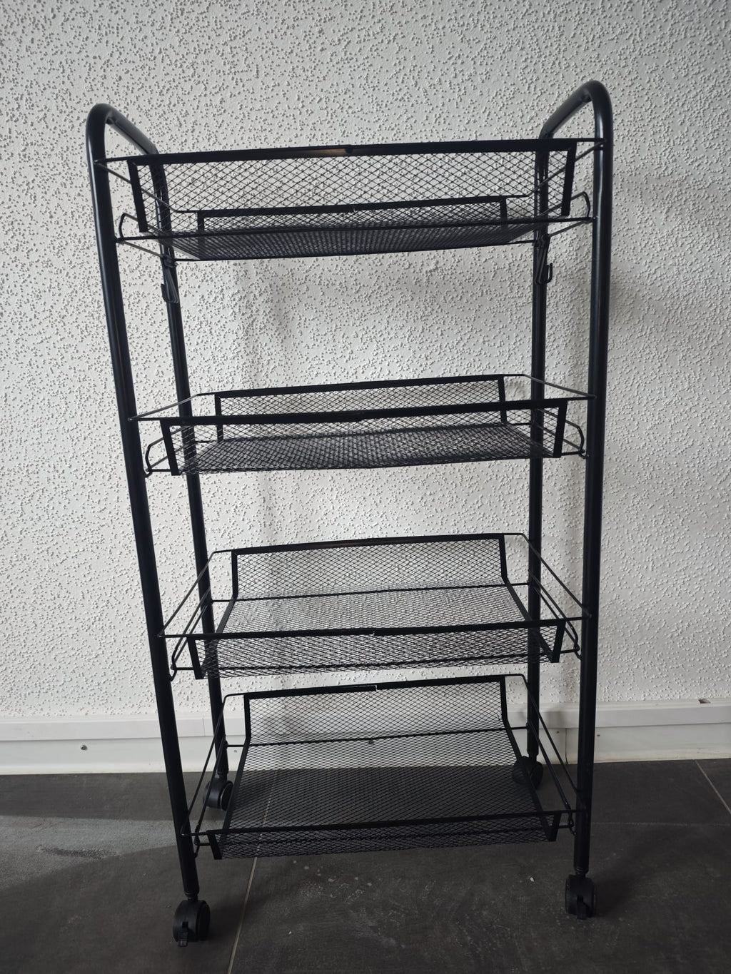 Küchenwagen 4 Ebenen Metall Schmal Rollwagen Küchenregal Rollen Organizer NEU