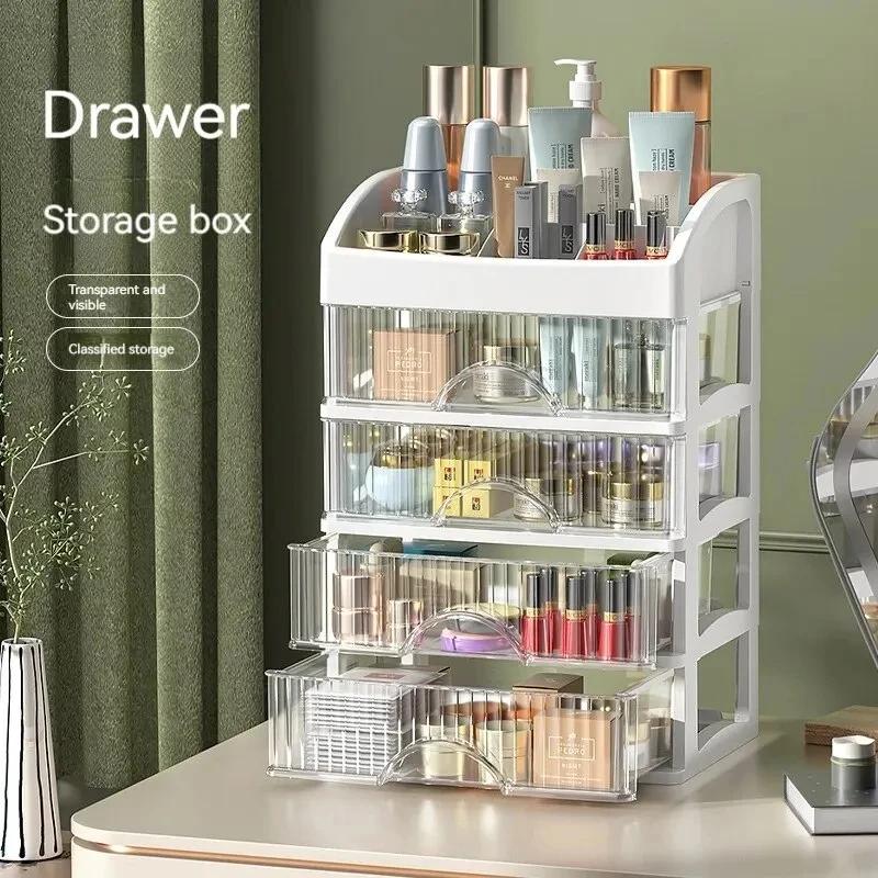 Kosmetik Organizer mit Schubladen – Make-up Organizer 4 Etagen, Beauty Aufbewahrung transparent, Schminktisch Organizer