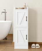Badezimmerschrank Weiß Badschrank Schmal Freistehend mit 2 Türen und Regalen platzsparend