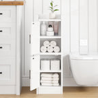 Badezimmerschrank Weiß Badschrank Schmal Freistehend mit 2 Türen und Regalen platzsparend