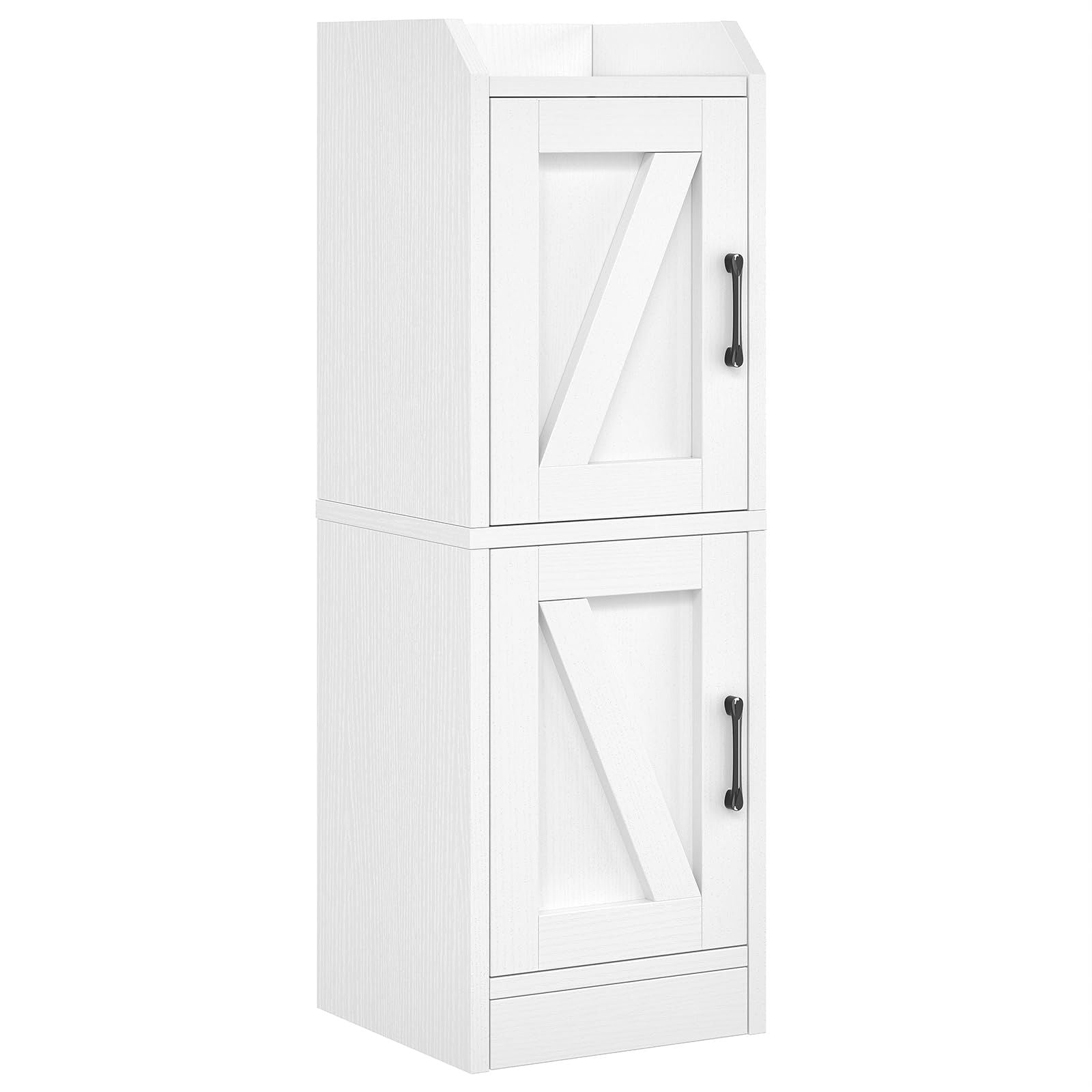 Badezimmerschrank Weiß Badschrank Schmal Freistehend mit 2 Türen und Regalen platzsparend