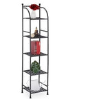 5-stufiges Metallregal Schwarz – Schmales Standregal, Platzsparend, Badregal Küche Balkon, Stabil & Modern