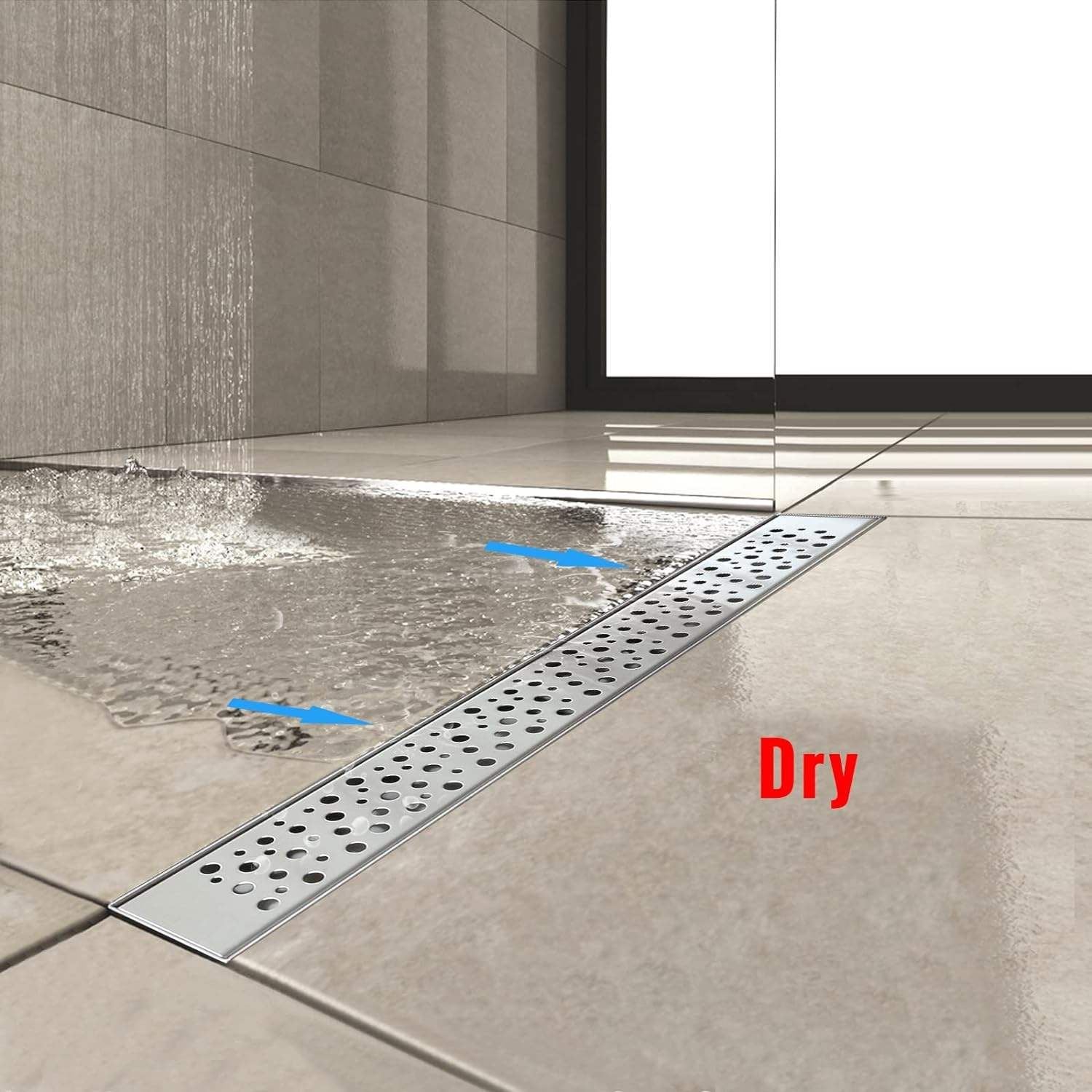 Duschrinne – Quadratischer Duschablauf mit Haarsieb, Bodenablauf für Dusche Bad, rostfrei & modern