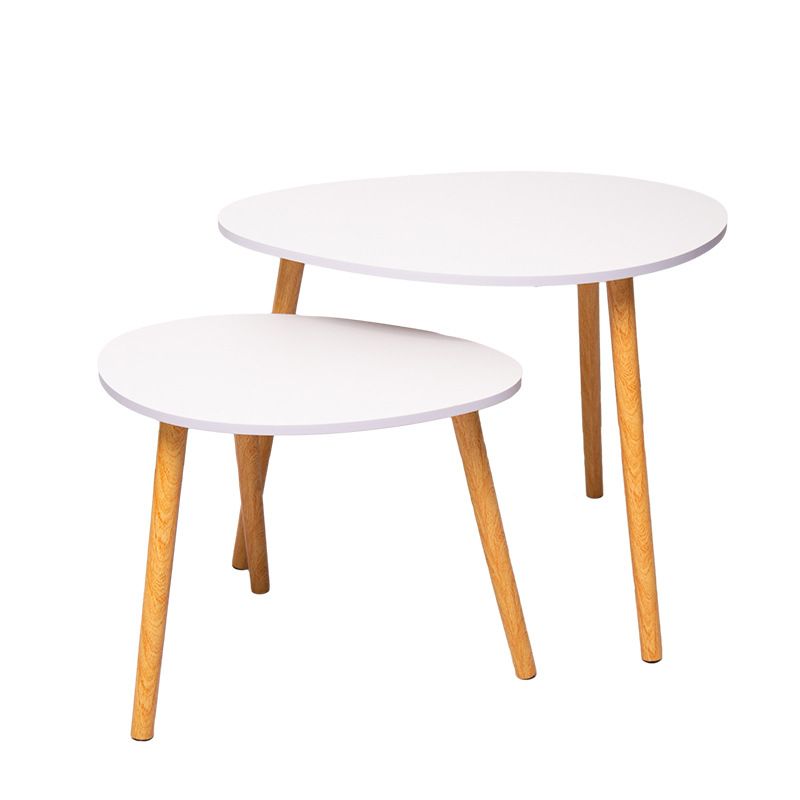 Couchtisch Set 2er Rund Weiß Holz Wohnzimmertisch Beistelltisch Satztisch Skandinavisch Modern MDF