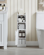 Badezimmerschrank Schmal Weiß mit Türen – Platzsparender Badschrank & WC Schrank + GRATIS Hochdruck Duschkopf – Badregal Badezimmer Möbel