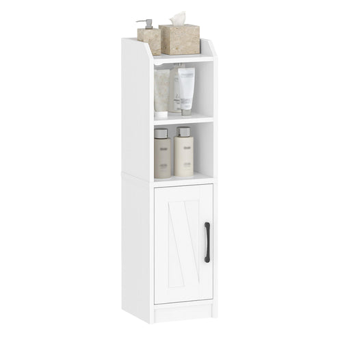 Badezimmerschrank Schmal Weiß mit Türen – Platzsparender Badschrank & WC Schrank + GRATIS Hochdruck Duschkopf – Badregal Badezimmer Möbel