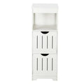 Badezimmerschrank Weiß Badschrank Freistehend mit 2 Schubladen und 3 Ebenen platzsparend Badregal