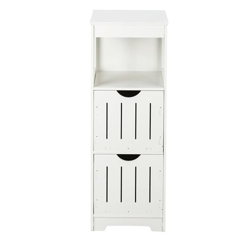 Badezimmerschrank Weiß Badschrank Freistehend mit 2 Schubladen und 3 Ebenen platzsparend Badregal