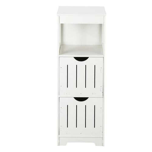 Badezimmerschrank Weiß Badschrank Freistehend mit 2 Schubladen und 3 Ebenen platzsparend Badregal
