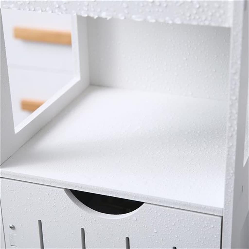 Badezimmerschrank Weiß Badschrank Freistehend mit 2 Schubladen und 3 Ebenen platzsparend Badregal