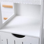 Badezimmerschrank Weiß Badschrank Freistehend mit 2 Schubladen und 3 Ebenen platzsparend Badregal