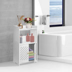 Badezimmerschrank Weiß 3 Ebenen Doppeltür Badregal Badmöbel Platzsparend NEU
