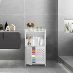 Badezimmerschrank Weiß 3 Ebenen Doppeltür Badregal Badmöbel Platzsparend NEU