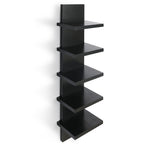 Wandregal Schwarz 5 Ebenen Hängeregal Bücherregal Modern Schweberegal Wohnzimmer Regal Platzsparend