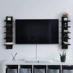 Wandregal Schwarz 5 Ebenen Hängeregal Bücherregal Modern Schweberegal Wohnzimmer Regal Platzsparend
