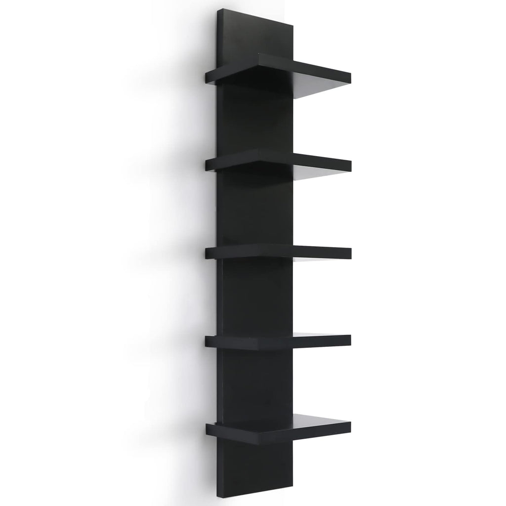 Wandregal Schwarz 5 Ebenen Hängeregal Bücherregal Modern Schweberegal Wohnzimmer Regal Platzsparend