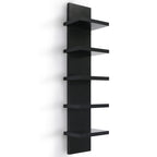 Wandregal Schwarz 5 Ebenen Hängeregal Bücherregal Modern Schweberegal Wohnzimmer Regal Platzsparend
