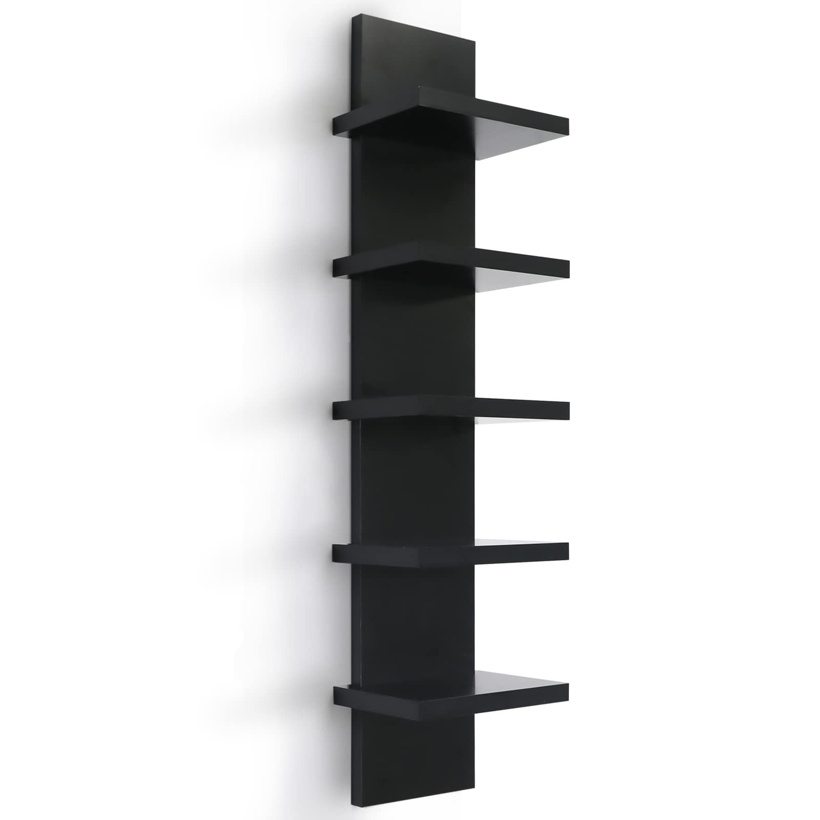 Wandregal Schwarz 5 Ebenen Hängeregal Bücherregal Modern Schweberegal Wohnzimmer Regal Platzsparend