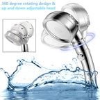Duschkopf Hochdruck Handbrause – 3 Strahlarten, wassersparend, 360° drehbar, mit Stopptaste, Universal Anschluss