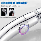Duschkopf Hochdruck Handbrause – 3 Strahlarten, wassersparend, 360° drehbar, mit Stopptaste, Universal Anschluss