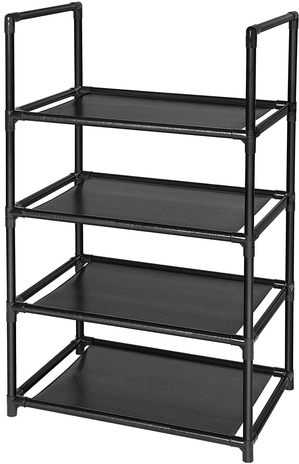 Schuhregal 4 Ebenen Metall – Schuhständer für 8–10 Paar Schuhe, freistehend, platzsparend, stabiler Schuhorganizer