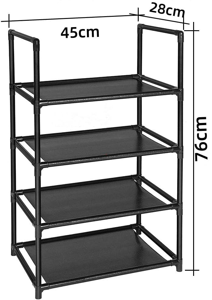 Schuhregal 4 Ebenen Metall – Schuhständer für 8–10 Paar Schuhe, freistehend, platzsparend, stabiler Schuhorganizer